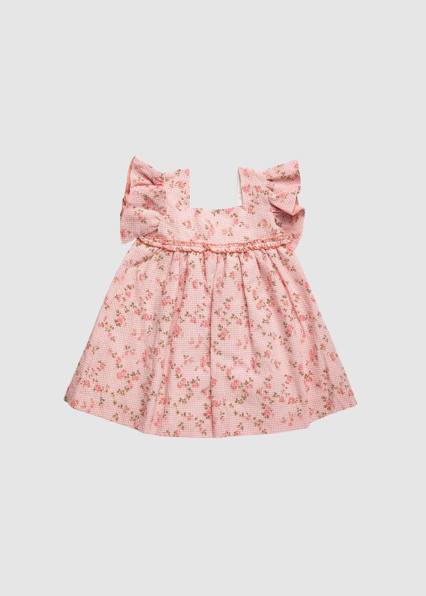 Vestido Cuadritos Florecitas Volante