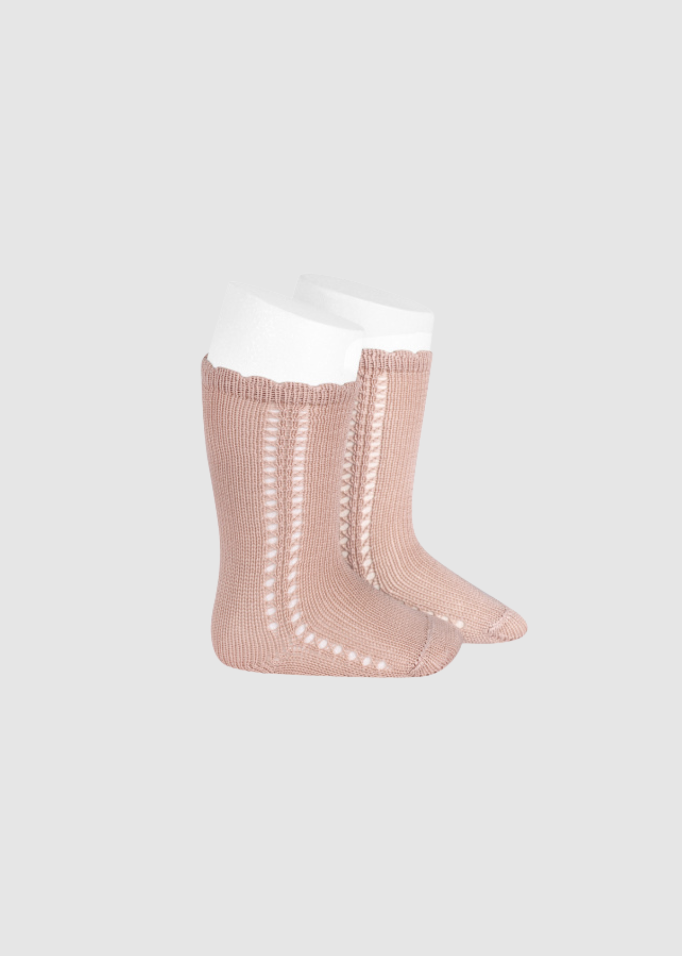 Calcetines Alto Perlé Rosa Empolvado
