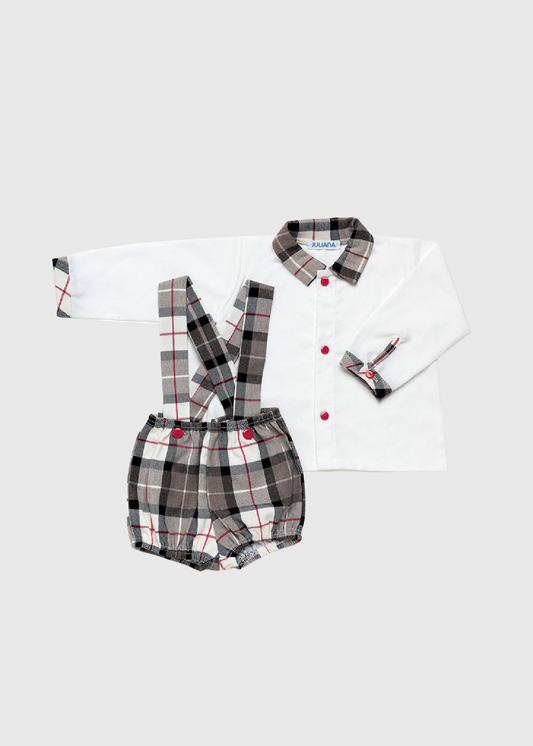 Peto tela cuadros con camisa