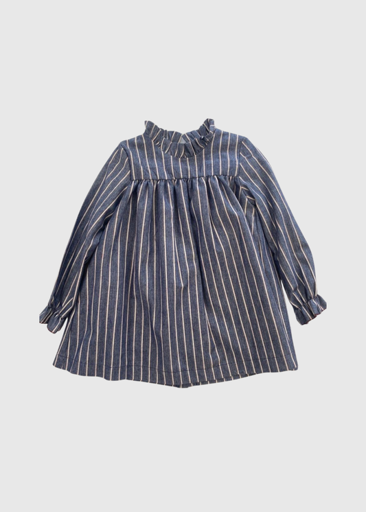 Vestido Cuello Babero De Rayas