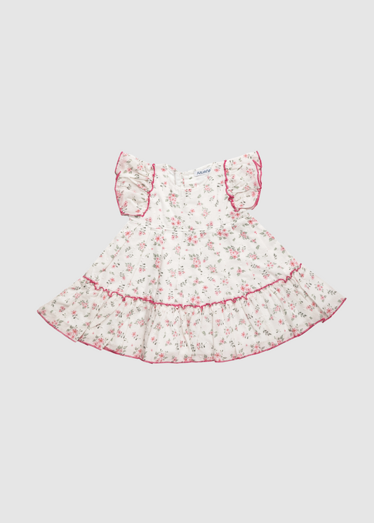 Vestido 2 Volantes Florecitas Plumeti