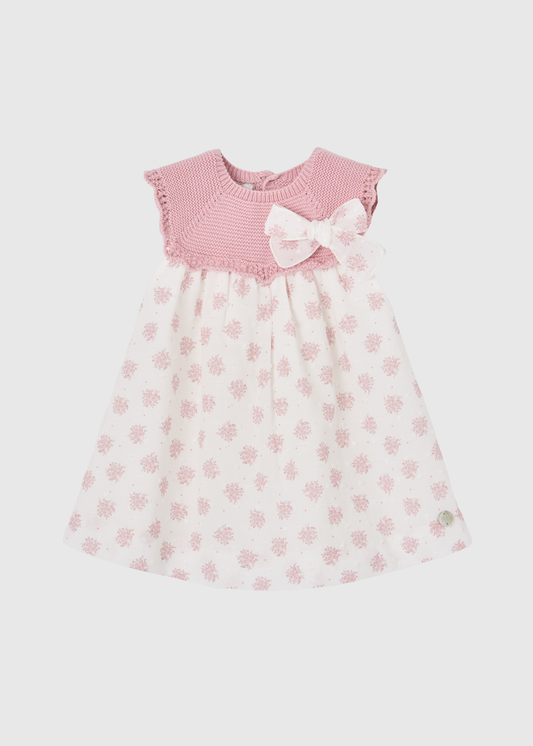 Vestido Rosa Tejido Floral