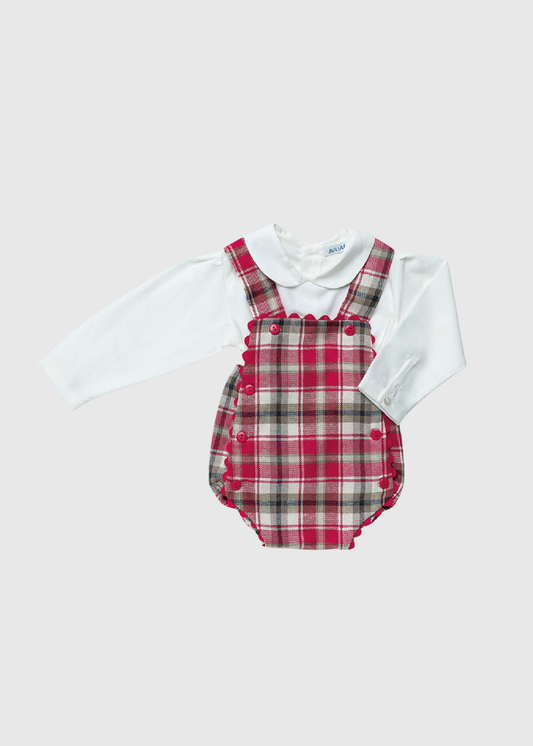 Peto tela cuadros con camisa