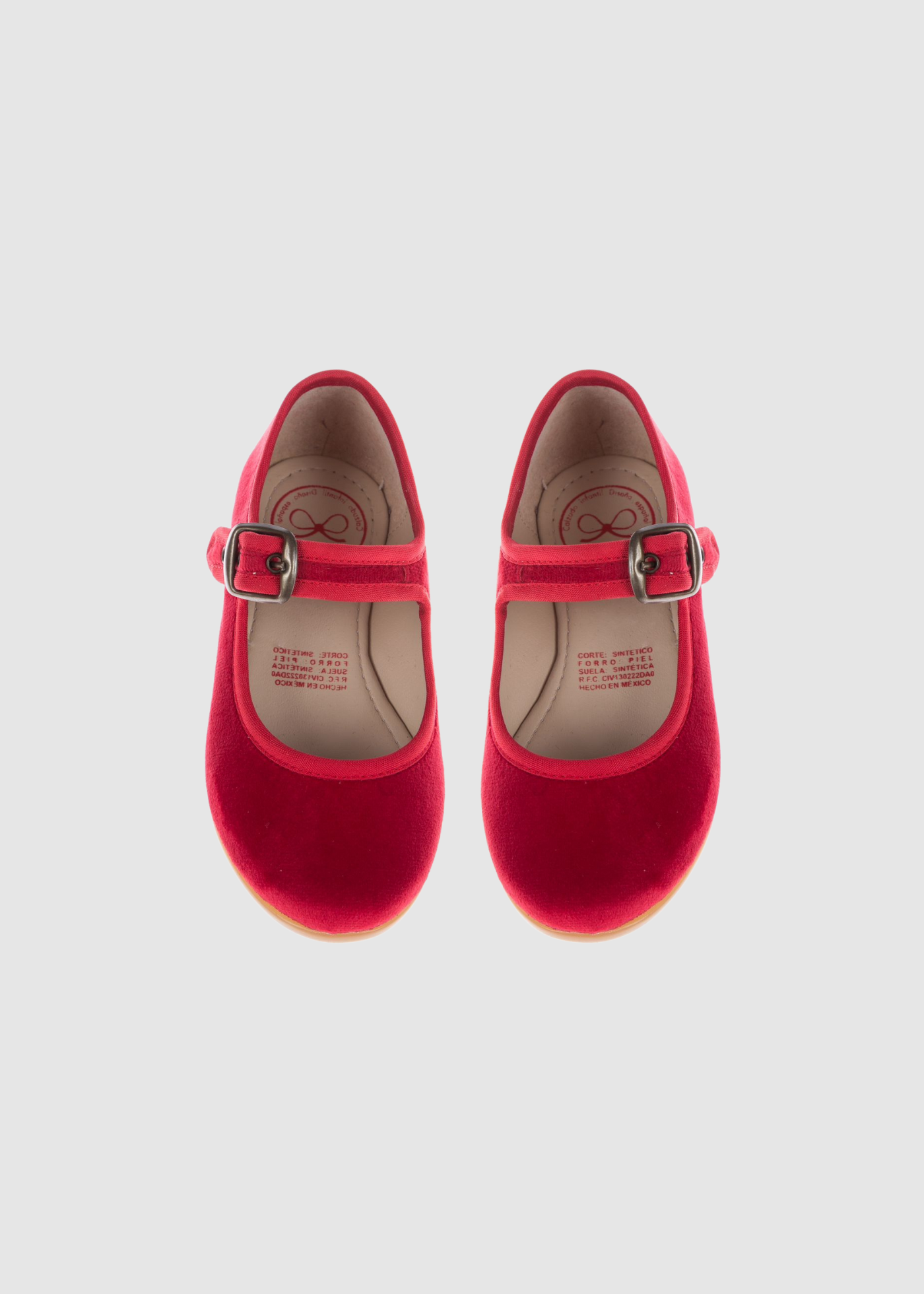 Zapatilla Hebilla terciopelo Rojo