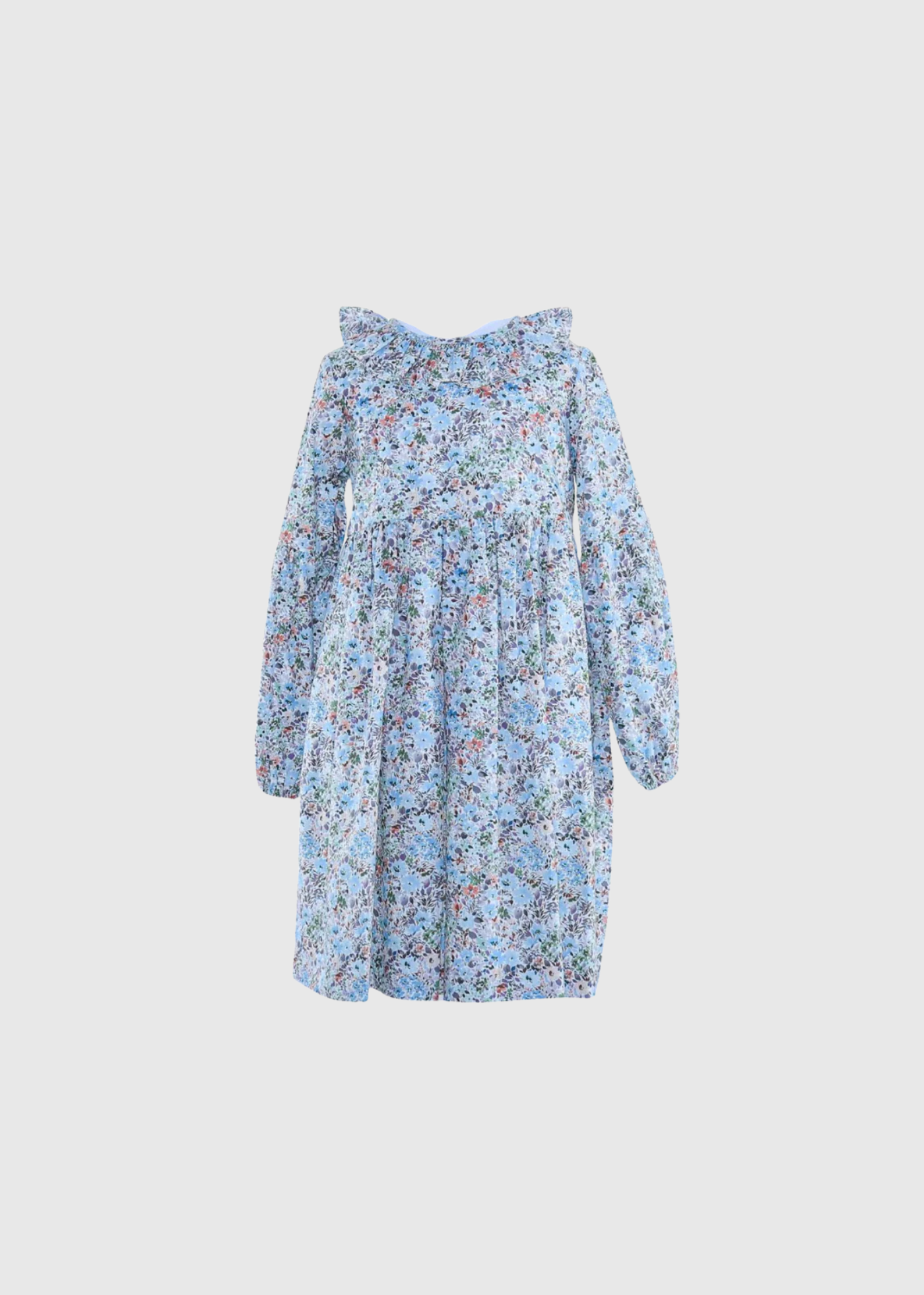 Vestido con olán en cuello azul