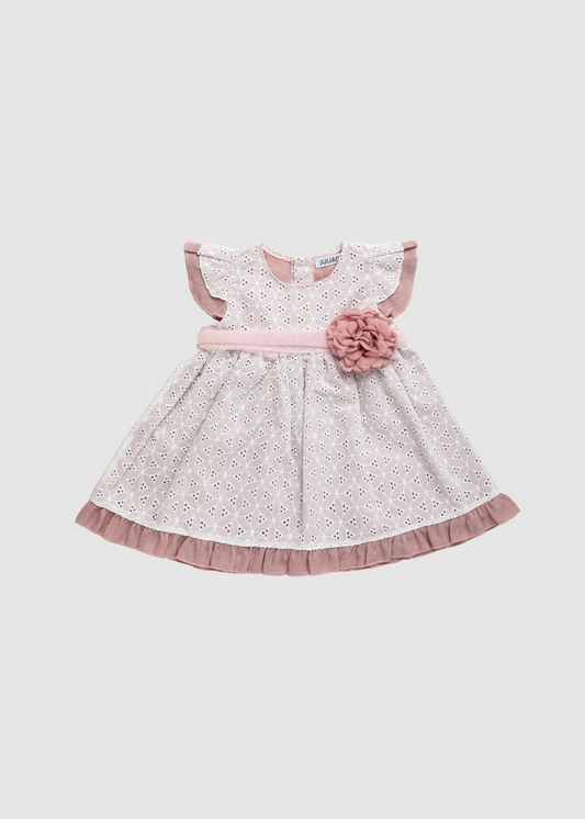 Vestido Cortado Cintura Encaje Flor