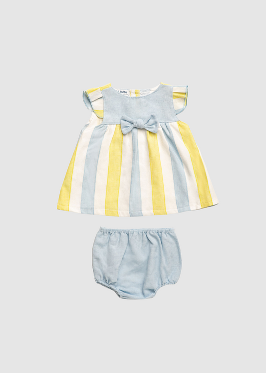 Vestido Corto Con Braga Rayado