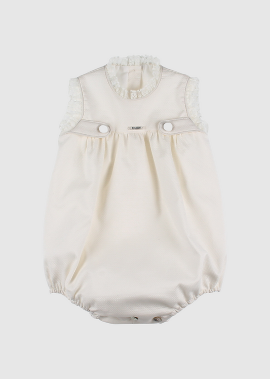 Pelele Unisex En Pique Con Puntilla En Sisa Y Cuello