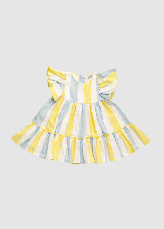 Vestido 2 Volantes Rayado