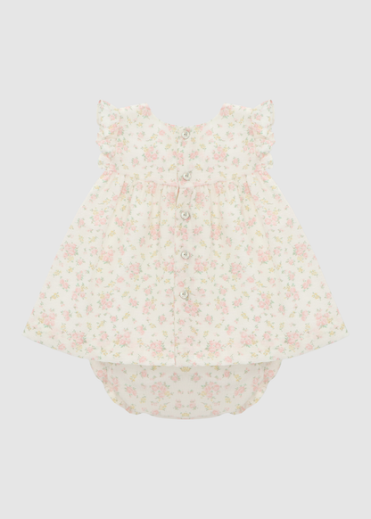 Vestido con Braga Rosa Empolvado