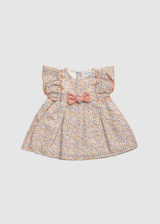 Vestido Cortado Cintura Florecitas