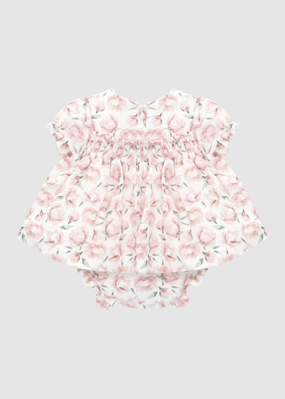 Vestido con Braga Floral Rosa Empolvado