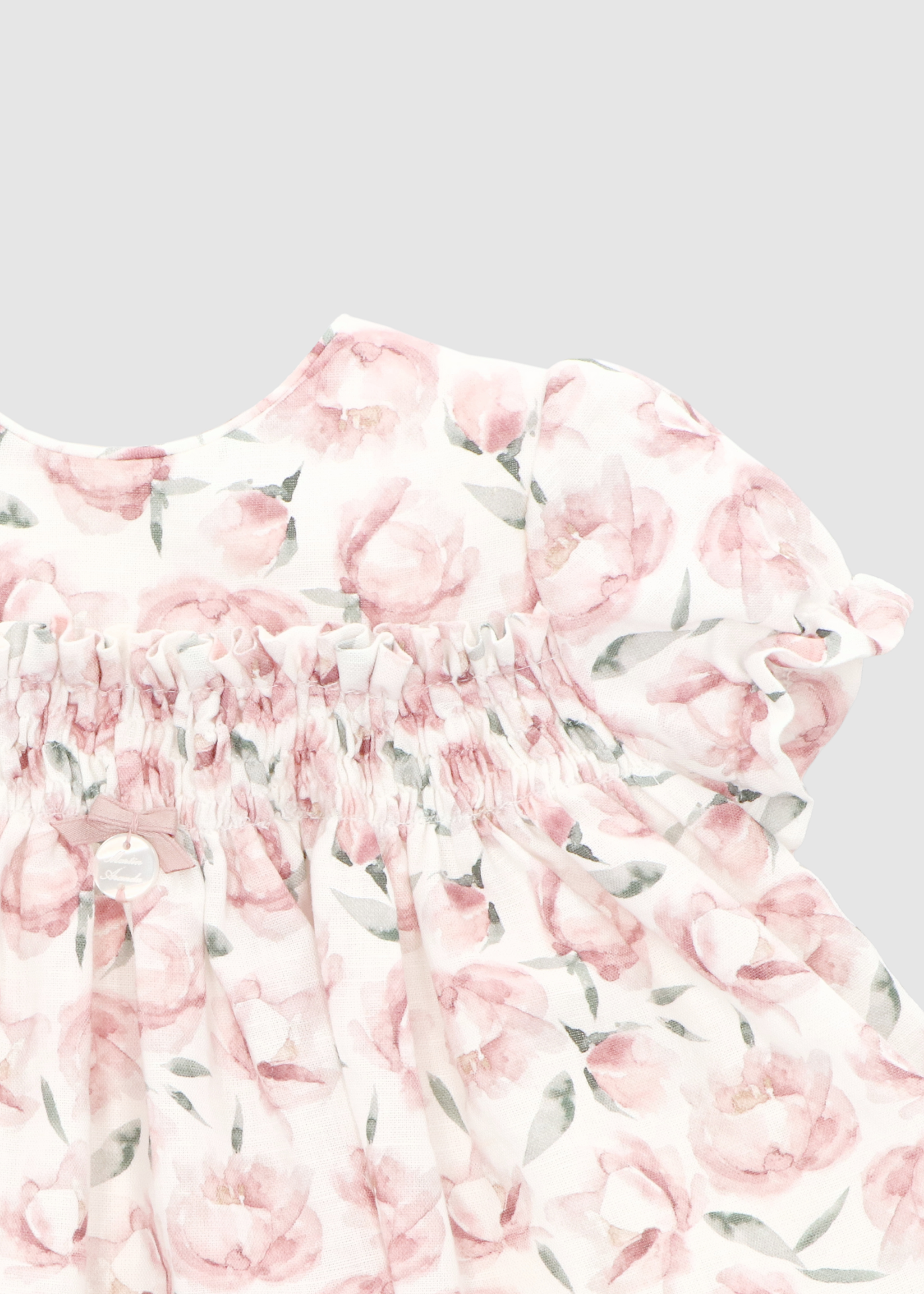 Vestido con Braga Floral Rosa Empolvado