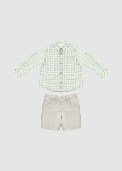 Conjunto De Camisa Y pantalón Lino Verde