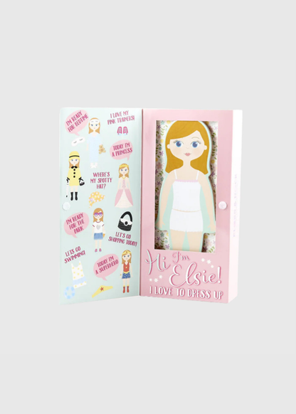 Muñeca de Madera Elsie - Atuendos Magnéticos
