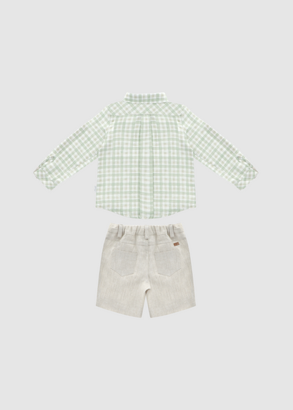 Conjunto De Camisa Y pantalón Lino Verde