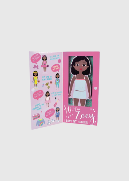 Zoey- Muñeca Magnética de Madera para vestir