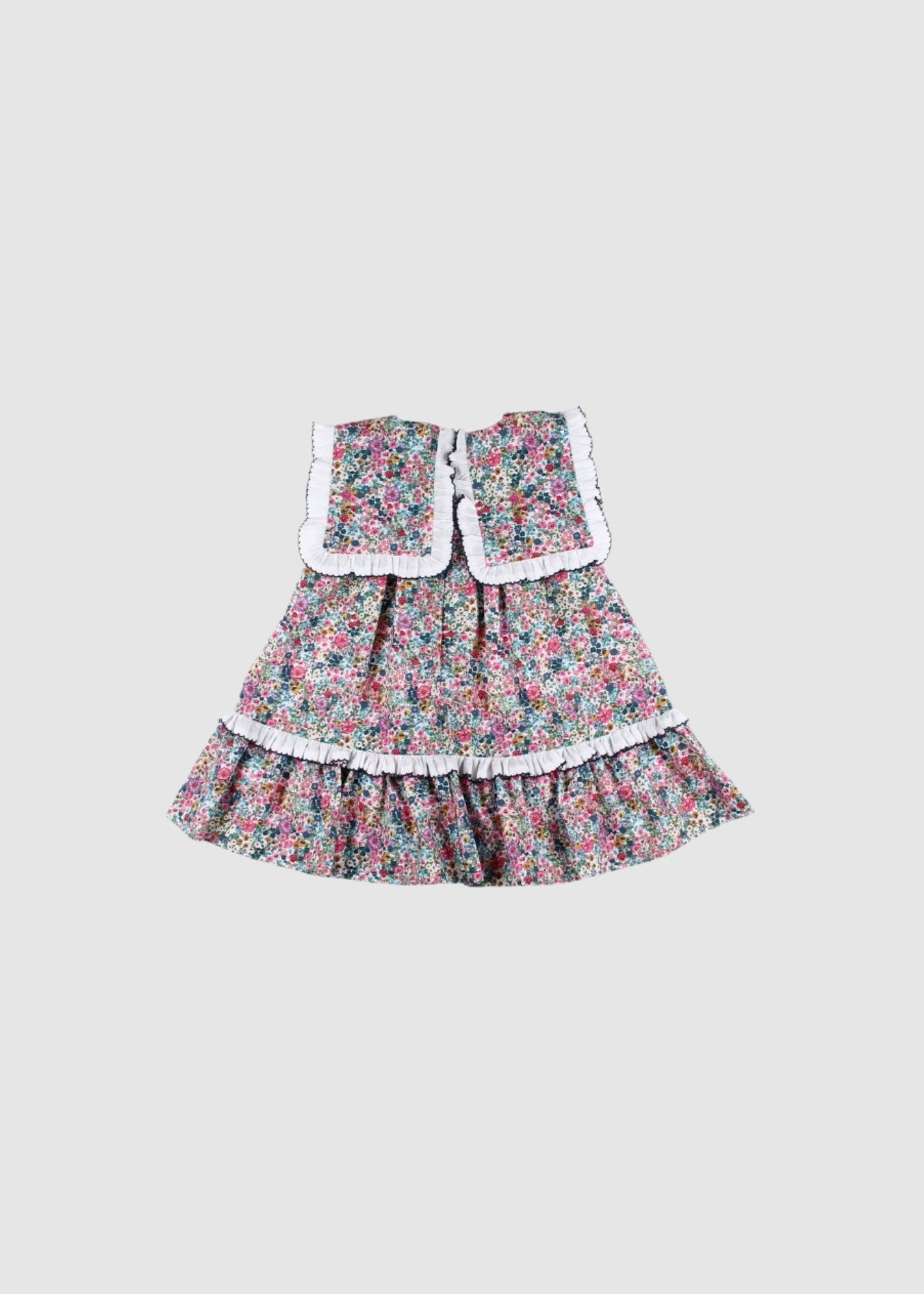 Vestido Flores con Cuello Marinero Cuadrado Volante Rucher